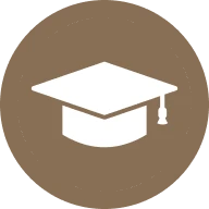 Academic hat symbol in circle